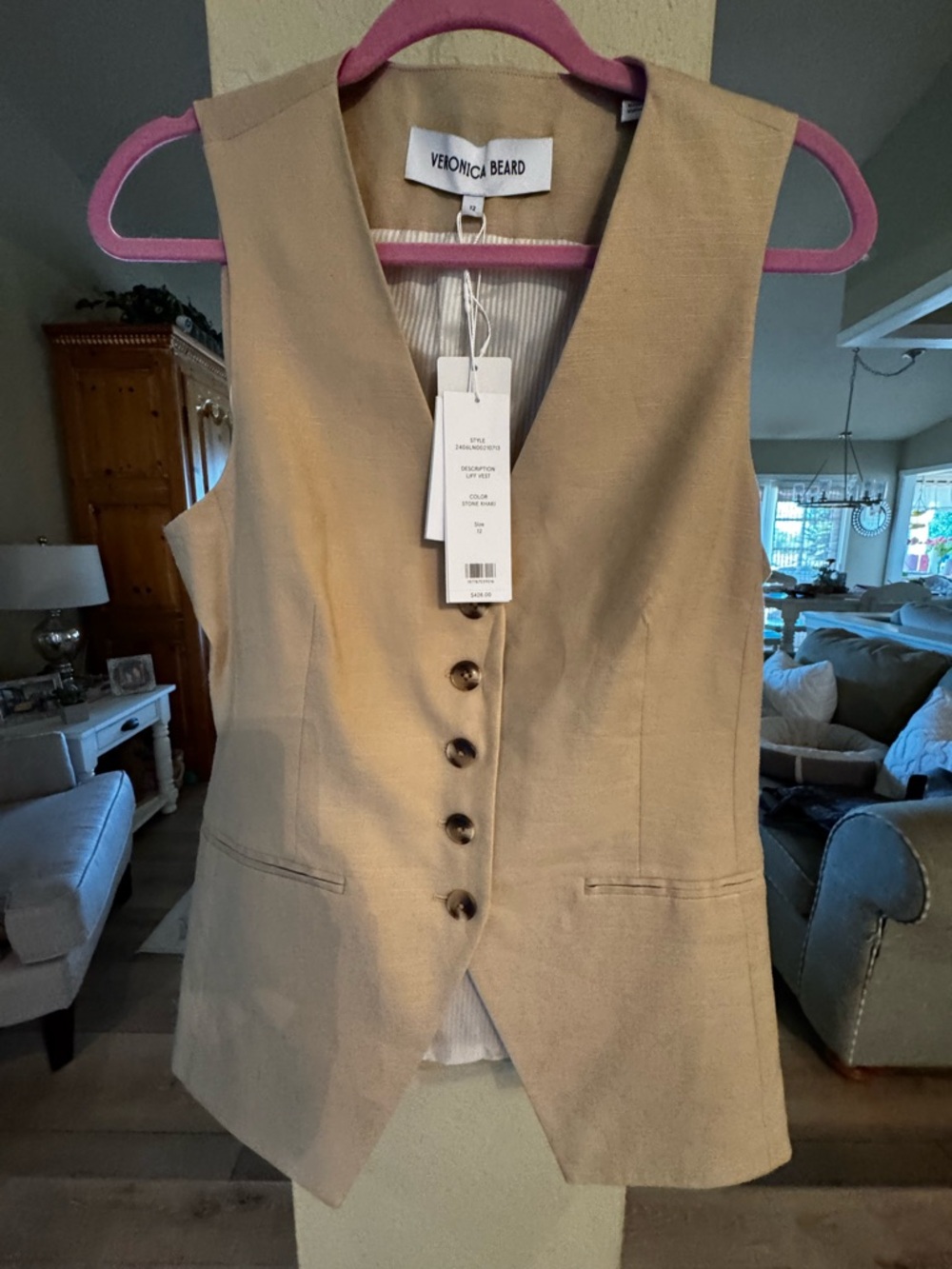 Veronica Beard Sleeveless Button Liff Vest
